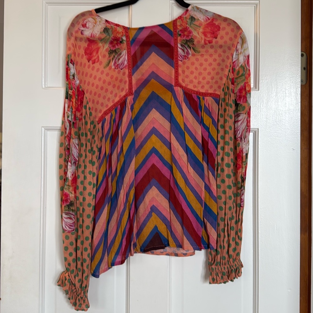 Anthropologie mixed pattern top